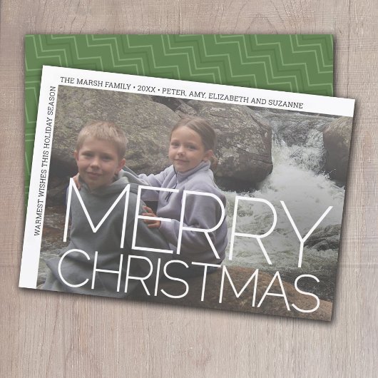 Foto Modern Minimal White Border Merry Kerstmis Feestdagenkaart