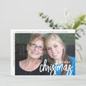 Foto Modern Minimal White Border Merry Kerstmis Feestdagenkaart (Staand voorkant)