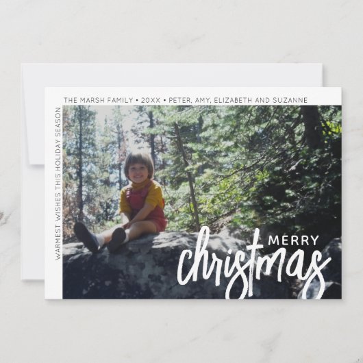 Foto modern - minimale witrand offset Merry C Feestdagenkaart (Voorkant)