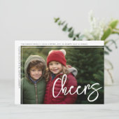 Foto Modern - Minimale witte rand offset Cheers Feestdagenkaart (Staand voorkant)