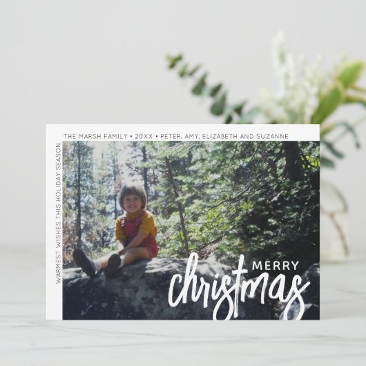 Foto Modern - Minimale witte rand offset Merry C Feestdagenkaart (Staand voorkant)