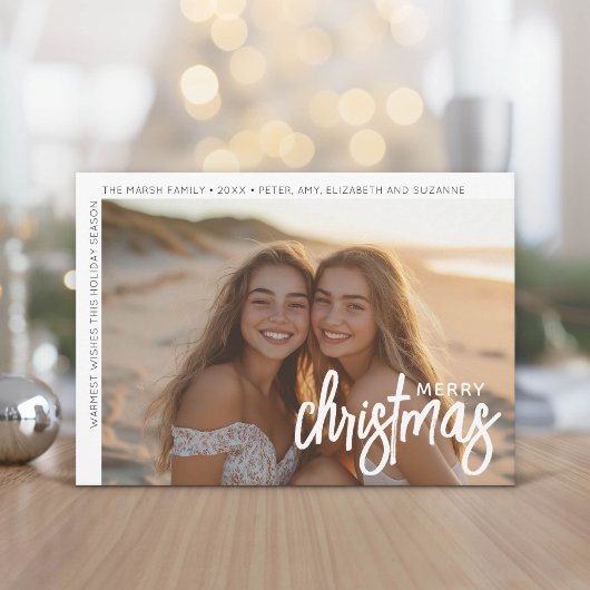 Foto Modern - Minimale Witte Rand Offset Merry C Feestdagenkaart