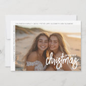 Foto Modern - Minimale Witte Rand Offset Merry C Feestdagenkaart (Voorkant)