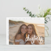 Foto Modern - Minimale Witte Rand Offset Merry C Feestdagenkaart (Staand voorkant)