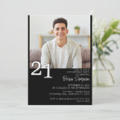 Foto Modern Minimalist Black 21e verjaardag Kaart (Staand voorkant)