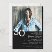 Foto Modern Minimalist Black 30e verjaardag Kaart (Voorkant)