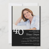 Foto Modern Minimalist Black 40e verjaardag Kaart (Voorkant)