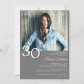 Foto Modern Minimalist Grey 30e verjaardag Kaart (Voorkant)