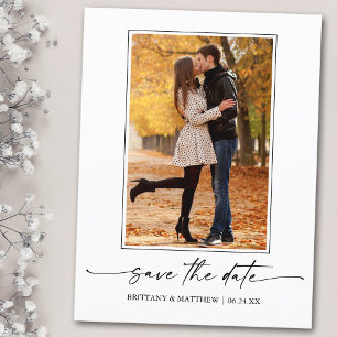 Foto Modern Minimalist Ink Script Save the Date Briefkaart