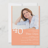 Foto Modern Minimalist Peach 40ste verjaardag Kaart (Voorkant)