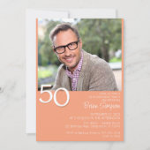 Foto Modern Minimalist Peach 50ste verjaardag Kaart (Voorkant)