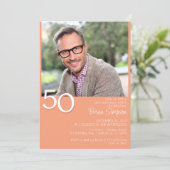 Foto Modern Minimalist Peach 50ste verjaardag Kaart (Staand voorkant)