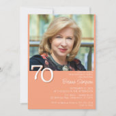 Foto Modern Minimalist Peach 70ste verjaardag Kaart (Voorkant)