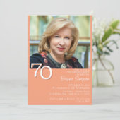 Foto Modern Minimalist Peach 70ste verjaardag Kaart (Staand voorkant)