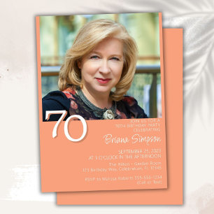 Foto Modern Minimalist Peach 70ste verjaardag Kaart