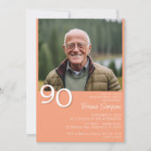 Foto Modern Minimalist Peach 90ste verjaardag Kaart (Voorkant)