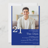 Foto Modern Minimalist Royal Blue 21ste verjaardag Kaart (Voorkant)