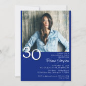 Foto Modern Minimalist Royal Blue 30e verjaardag Kaart (Voorkant)