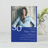 Foto Modern Minimalist Royal Blue 30e verjaardag Kaart (Staand voorkant)