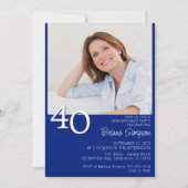 Foto Modern Minimalist Royal Blue 40e verjaardag Kaart (Voorkant)