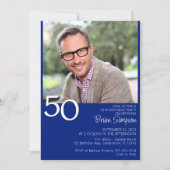 Foto Modern Minimalist Royal Blue 50e verjaardag Kaart (Voorkant)