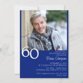 Foto Modern Minimalist Royal Blue 60e verjaardag Kaart (Voorkant)