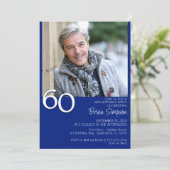 Foto Modern Minimalist Royal Blue 60e verjaardag Kaart (Staand voorkant)