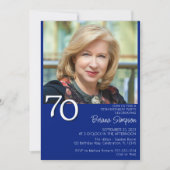 Foto Modern Minimalist Royal Blue 70e verjaardag Kaart (Voorkant)