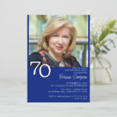 Foto Modern Minimalist Royal Blue 70e verjaardag Kaart (Staand voorkant)