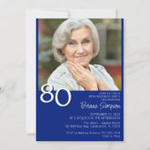 Foto Modern Minimalist Royal Blue 80e verjaardag Kaart (Voorkant)