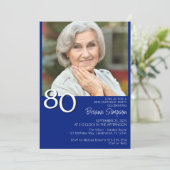 Foto Modern Minimalist Royal Blue 80e verjaardag Kaart (Staand voorkant)