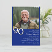 Foto Modern Minimalist Royal Blue 90e verjaardag Kaart (Staand voorkant)