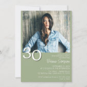 Foto Modern Minimalist Sage Green 30e verjaardag Kaart (Voorkant)