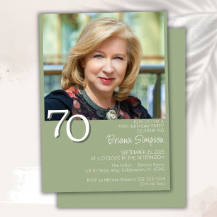 Foto Modern Minimalist Sage Green 70e verjaardag Kaart