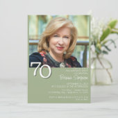 Foto Modern Minimalist Sage Green 70e verjaardag Kaart (Staand voorkant)