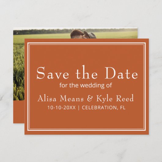 Foto Modern Minimalist Terracotta Save the Date (Voorkant / Achterkant)