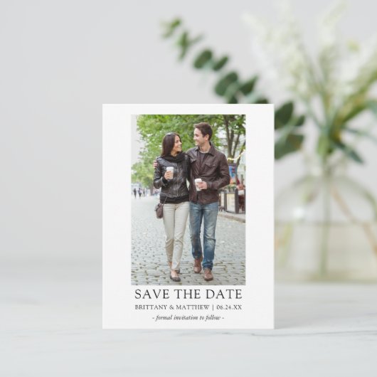 Foto modern minimalistisch eenvoudig opslaan Datum Briefkaart (Staand voorkant)