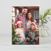 Foto modern penseelscript, gelukkig nieuwjaar feestdagenkaart (Staand voorkant)