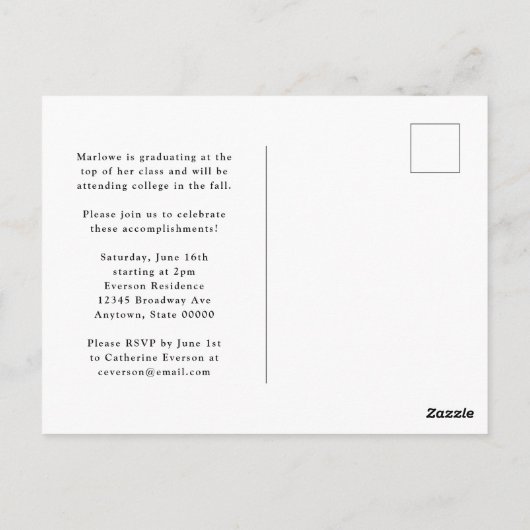 Foto Modern Portrait Afstuderen Aankondiging Briefkaart (Achterkant)