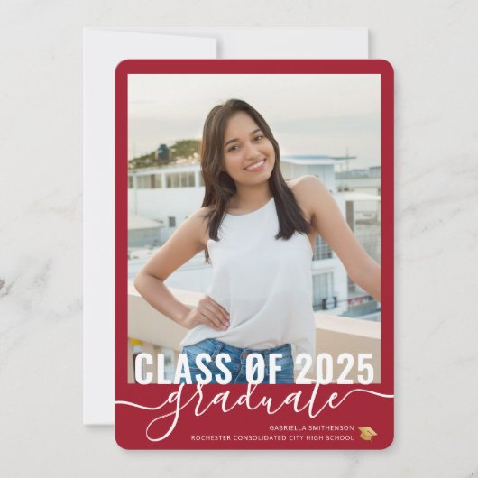 Foto Modern Red Afstuderen Open House Invitation Aankondiging (Voorkant)