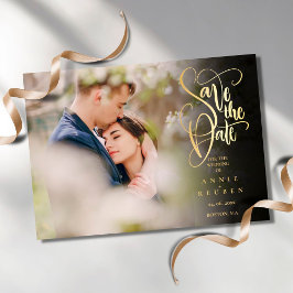 Foto modern Save the Date Elegant Gold Script