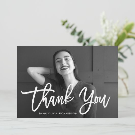 Foto modern script Afstuderen Bedankkaart (Staand voorkant)