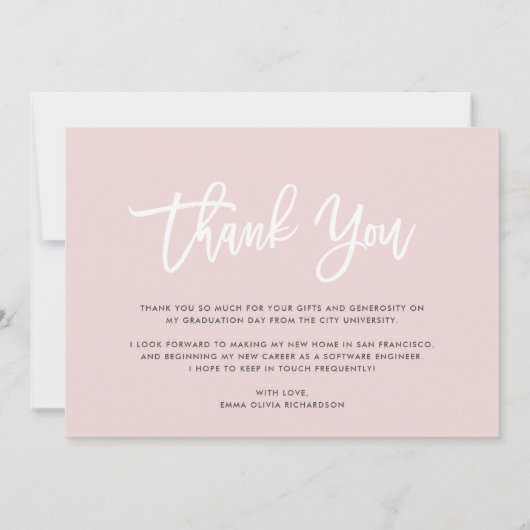 Foto modern script Afstuderen Bedankkaart (Achterkant)