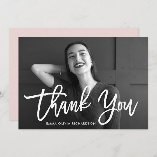 Foto modern script Afstuderen Bedankkaart (Voorkant / Achterkant)