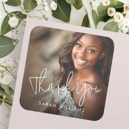 Foto modern script afstuderen dank u vierkante sticker