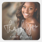 Foto modern script afstuderen dank u vierkante sticker (Voorkant)