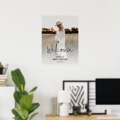 Foto Modern Script Baby shower Welkomstbord Poster (Thuiskantoor)