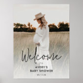 Foto Modern Script Baby shower Welkomstbord Poster (Voorkant)