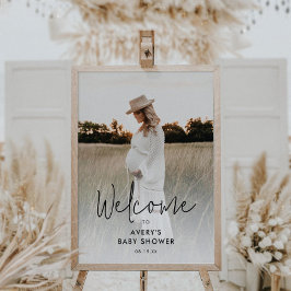 Foto Modern Script Baby shower Welkomstbord Poster