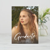 Foto Modern Script Blauw Pet Party Afstuderen Kaart (Staand voorkant)